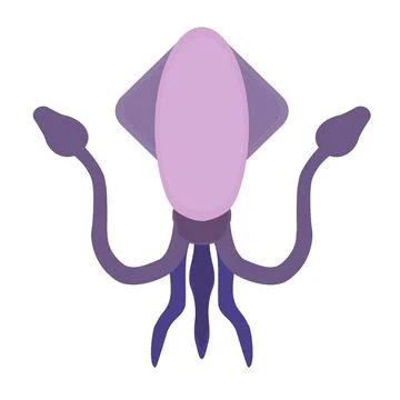 Squid flat icon. Pictogram for web. Simple symbol isolated on white backgroun Stock Illustration