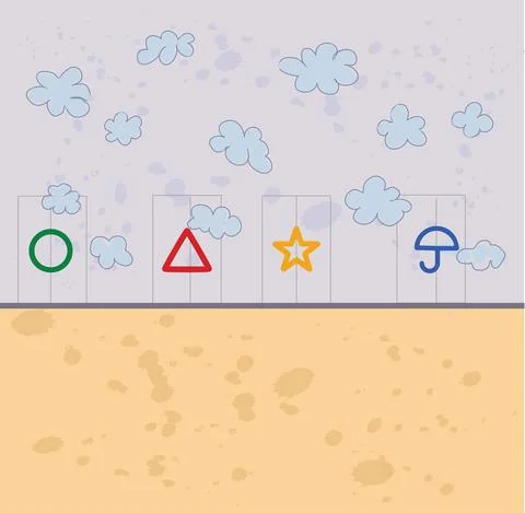 Squid game dalgona game Circle triangle star and umbrella shapes on doors. Cl Stock Illustration