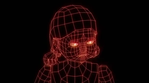 Squid game. Giant doll. Squid game giant doll. 3d animation. Stock Footage 163554590