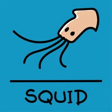 Squid hand-drawn style,Vector illustration. Stock Illustration