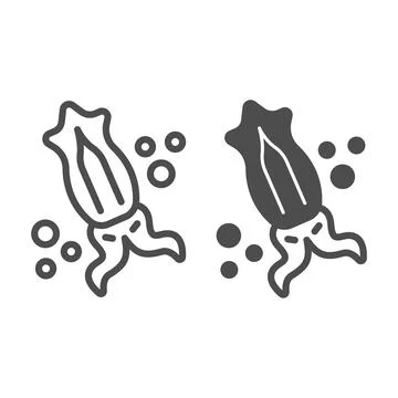 Squid line and solid icon, worldwildlife concept, squid vector sign on white Stockillustratie