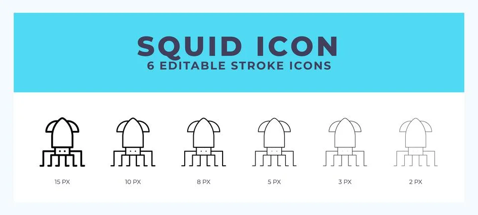 Squid line icon. Thin line. Bold line. Vector illustration. Stock Illustration