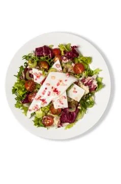 Squid with a mixed salad overhead Stock Photos