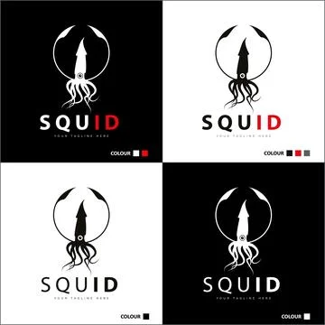 Squid octopus silhouette logo set design template Stock-Illustration