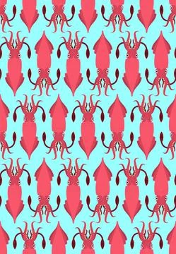Squid pattern seamless. calamary background. Baby fabric texture Illustrazione stock
