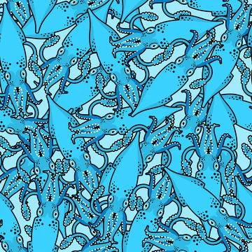 Squid pattern seamless. calamary background. Baby fabric texture Stock Illustration