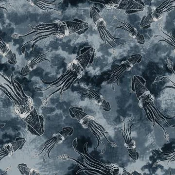 Squid pattern seamless. calamary background. Artistic illustration Stock Illustration