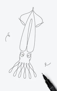 Squid pen line style Stock Illustration