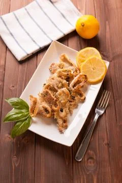 Squid rings gratin Stock Photos