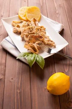 Squid rings gratin Stock Photos