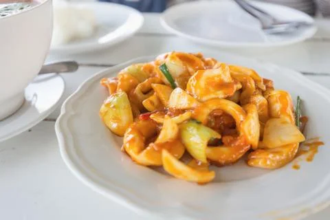 Squid with salted egg Stock Photos