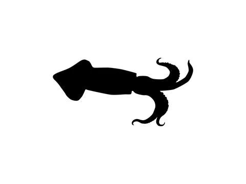 Squid Silhouette Isolated 스톡 일러스트