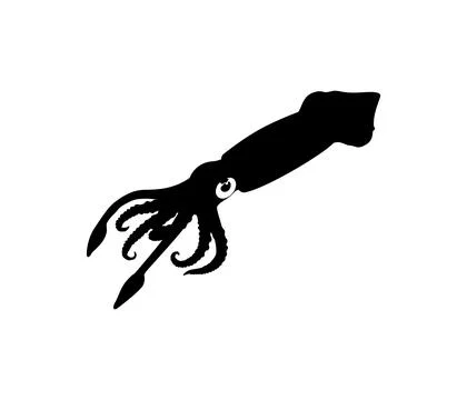 Squid Silhouette Isolated 스톡 일러스트