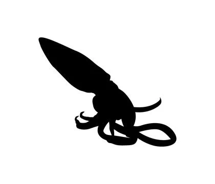 Squid Silhouette Isolated 스톡 일러스트