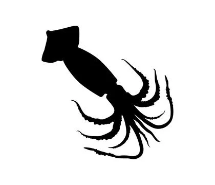 Squid Silhouette Isolated 스톡 일러스트