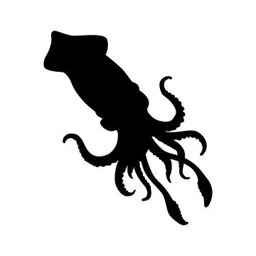 Squid Silhouette Isolated 스톡 일러스트