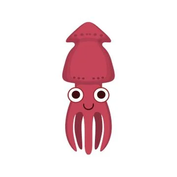 Squid Simple Cartoon Character Stock Illustration