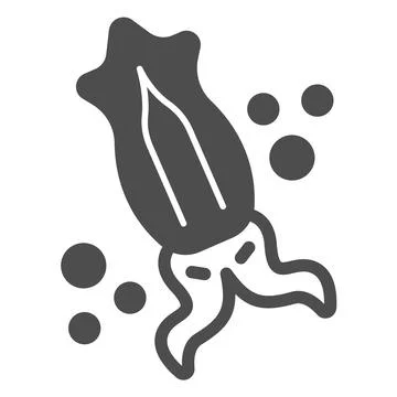 Squid solid icon, worldwildlife concept, squid vector sign on white background 스톡 일러스트