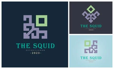 The Squid square modern logo template design vector Stock Illustration