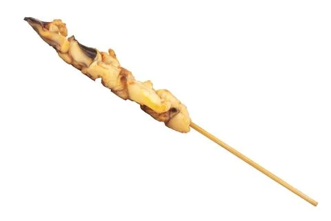 Squid on a stick isolated on white background 库存照片