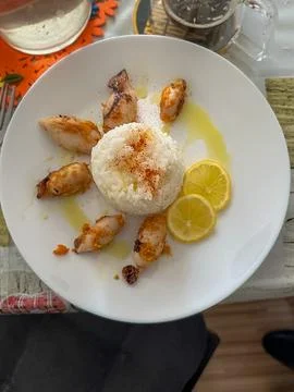Squid with White Rice Dish Stock-Fotos