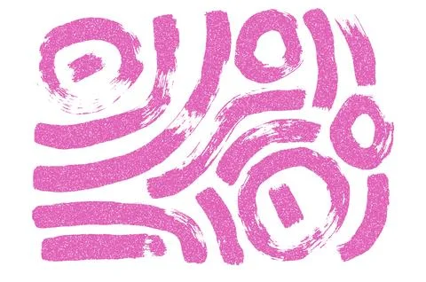 Squiggle and circles ink lines. Vector hand drawn wave round paint shapes Stock Illustration