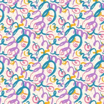 Squiggle confetti seamless pattern. Hand drawn party endless background. Fun Illustrazione stock