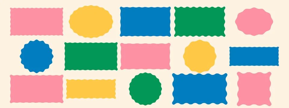 Squiggle geometric frames set. Trendy curved silhouette frame box. Modern v.. 스톡 일러스트