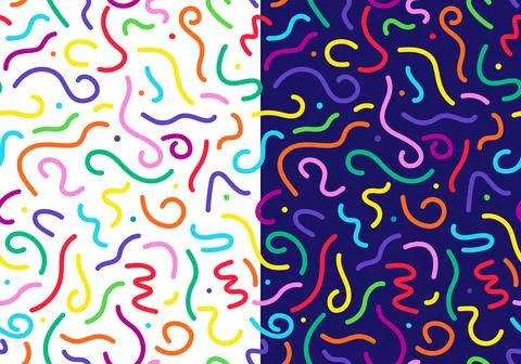 Squiggle line confetti festive seamless pattern 스톡 일러스트