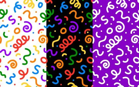 Squiggle line pattern, abstract doodle backgrounds Stock Illustration