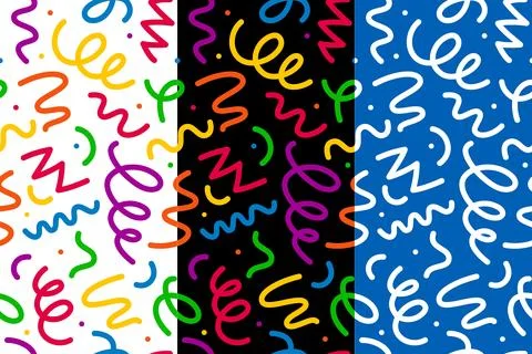Squiggle line pattern, vibrant kids background Stock Illustration