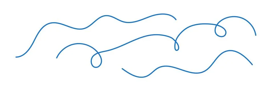 Squiggle lines set, doodle vector decorative illustration, abstract blue line イラスト素材