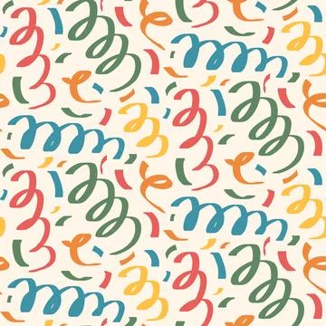 Squiggle marker scribble lines seamless pattern. Geometric party endless Stock Illustration