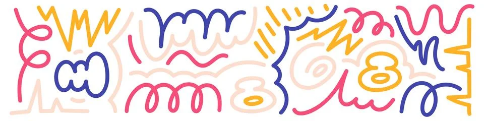 Squiggle pattern memphis. Abstract line and shapes. Fun and colorful children Stock Illustration