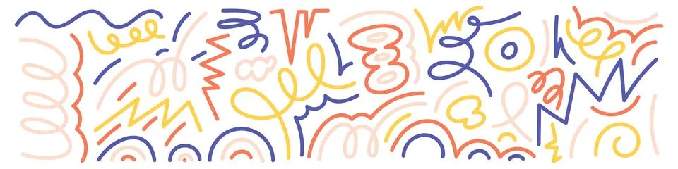 Squiggle pattern memphis. Abstract line and shapes. Fun and colorful children Stock Illustration