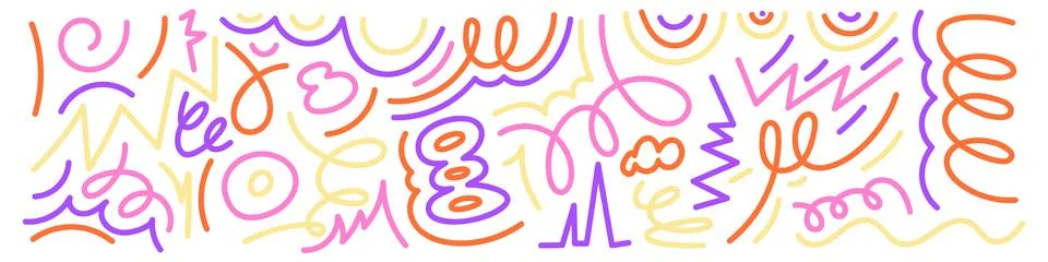 Squiggle pattern memphis. Abstract line and shapes. Fun and colorful children Stock Illustration