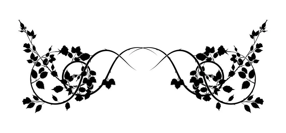 Squiggle pattern roses weaving plants element new Stock Illustration