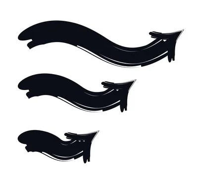 Squiggly curved arrows pointing up bold thick stroke graphic element set 스톡 일러스트