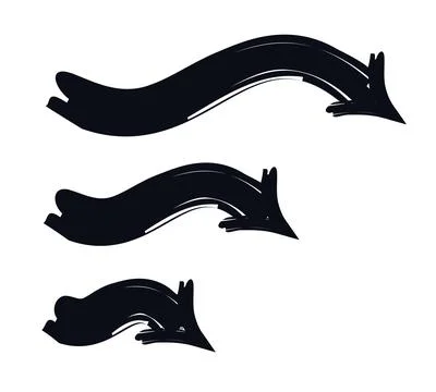 Squiggly curved arrows pointing down bold thick stroke graphic element set 스톡 일러스트