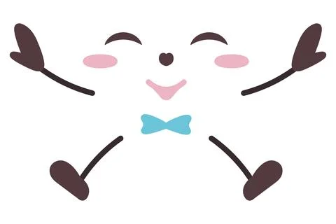 Squinting facial expression. Face with contented emotions. Illustrazione stock