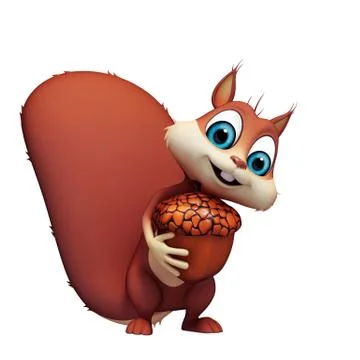 Squirrel with acorn nut Stock Illustration