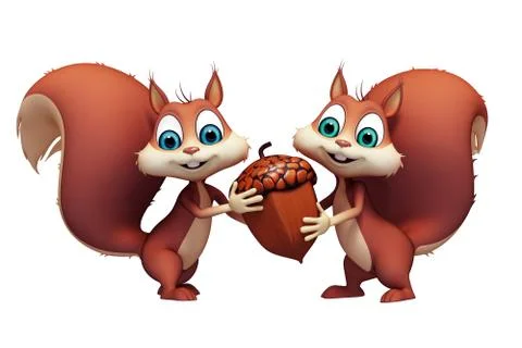 Squirrel with acorn nut Stock-Illustration