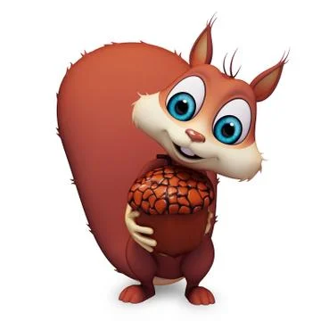 Squirrel with acorn nut Stock Illustration