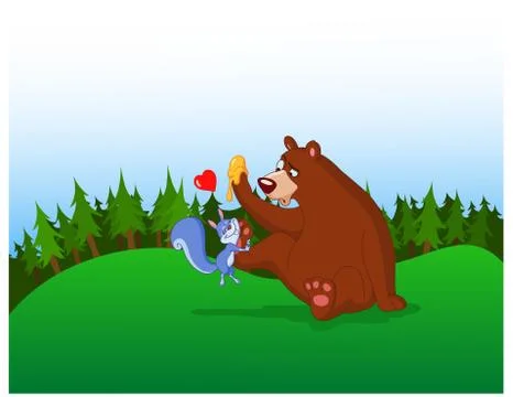 Squirrel and bear Stock Illustration