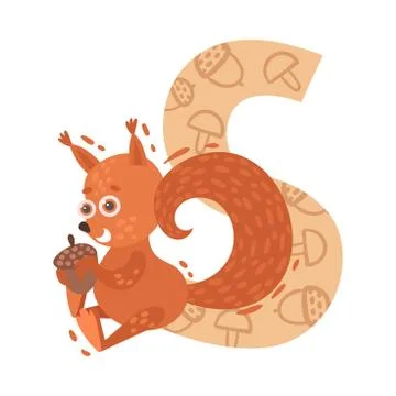 Squirrel and letter S. Vector illustration on a white background. Stock Illustration
