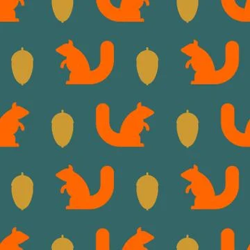 Squirrel and nut pattern. Kids fabric texture Stock Illustration