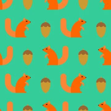 Squirrel and nut pattern. Kids fabric texture イラスト素材