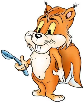 Squirrel And Spoon Stock Illustration