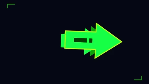Squirrel arrow neon green glitch graphic pointing right on dark background Stock Footage 345581486