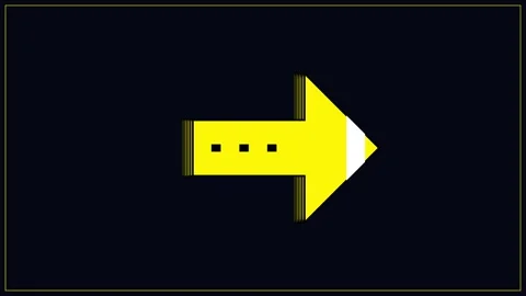 Squirrel arrow yellow motion graphic pointing right on dark background Stock Footage 345581505